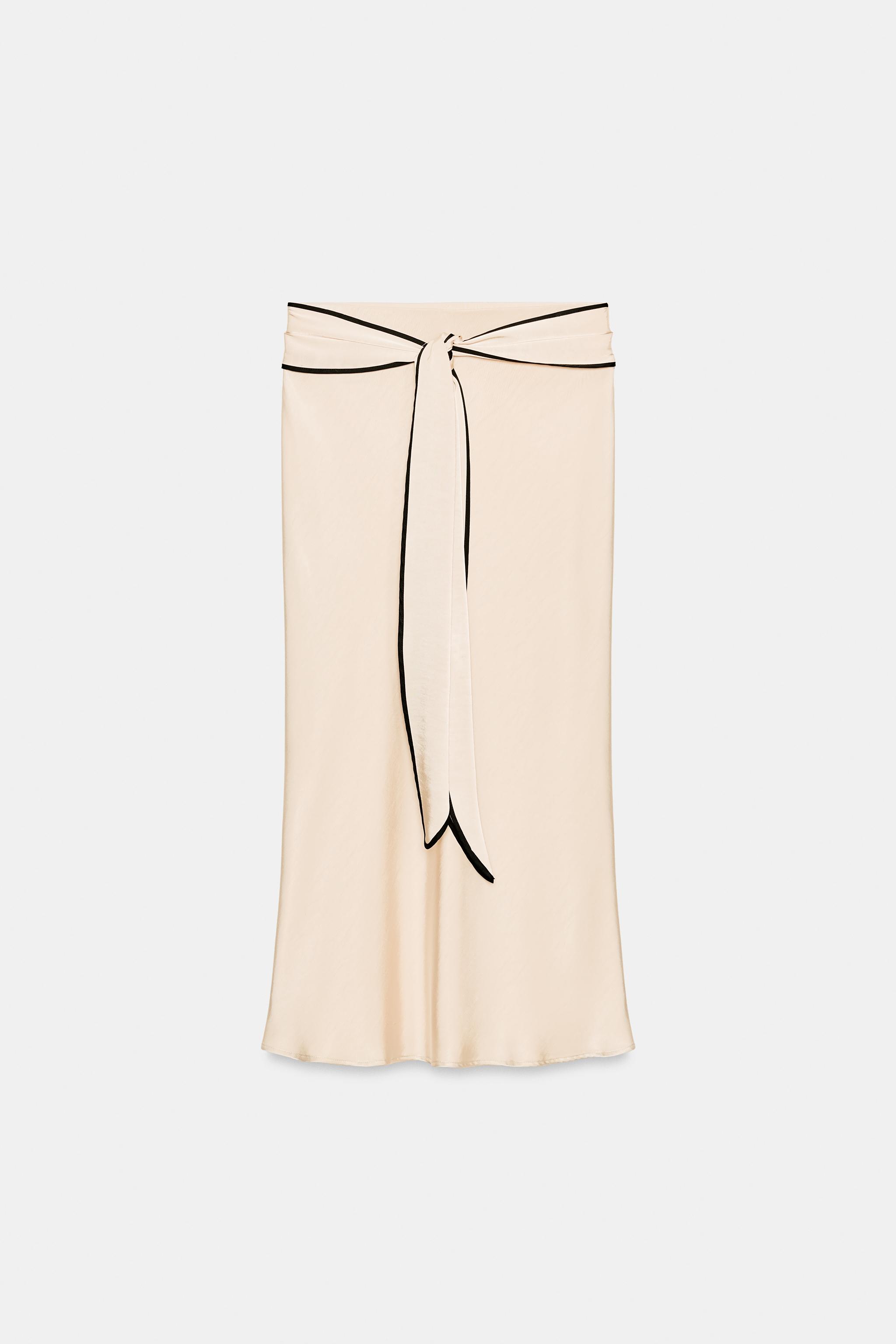 SATIN MIDI SKIRT WITH KNOT